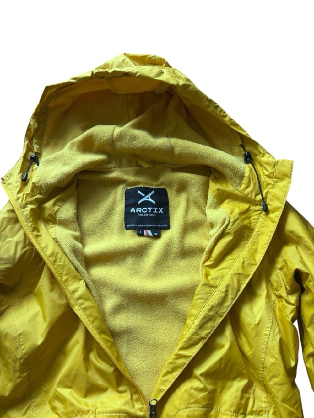 Arctix Yellow Hooded Rain Jacket Fleece Lined Windbreaker Coat Women’s Small